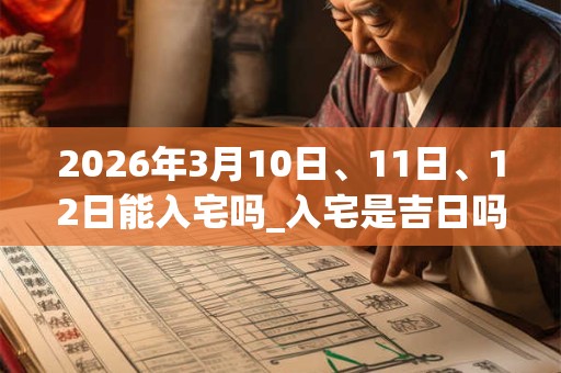2026年3月10日、11日、12日能入宅吗_入宅是吉日吗