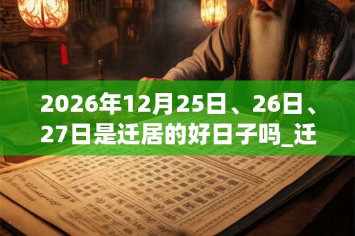 2026年12月25日、26日、27日是迁居的好日子吗_迁居可以吗