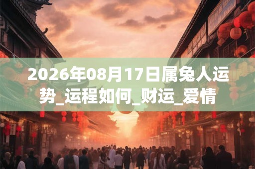 2026年08月17日属兔人运势_运程如何_财运_爱情