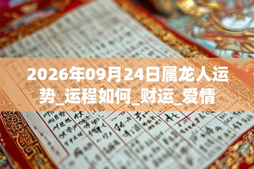 2026年09月24日属龙人运势_运程如何_财运_爱情