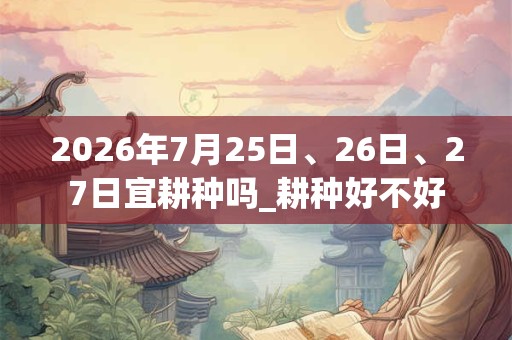 2026年7月25日、26日、27日宜耕种吗_耕种好不好