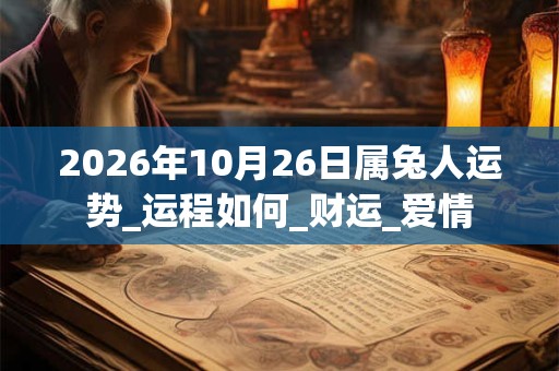 2026年10月26日属兔人运势_运程如何_财运_爱情