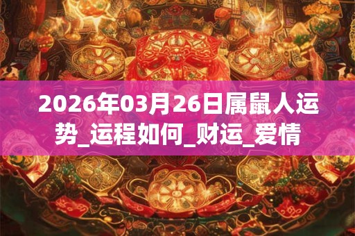 2026年03月26日属鼠人运势_运程如何_财运_爱情