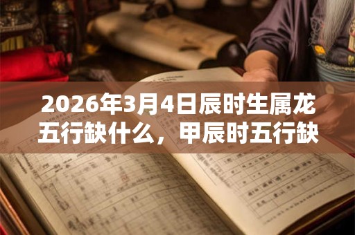 2026年3月4日辰时生属龙五行缺什么，甲辰时五行缺什么