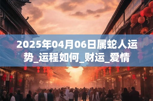 2025年04月06日属蛇人运势_运程如何_财运_爱情