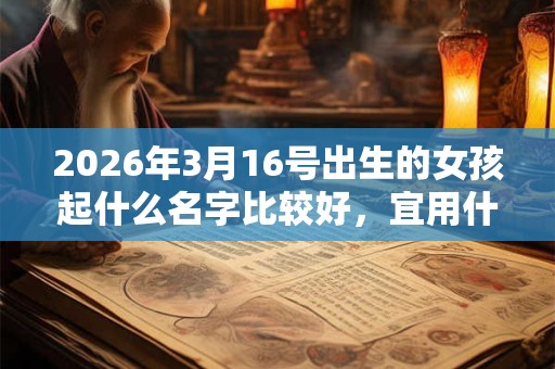 2026年3月16号出生的女孩起什么名字比较好，宜用什么字