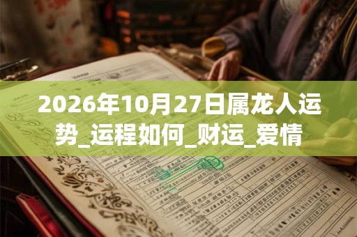 2026年10月27日属龙人运势_运程如何_财运_爱情