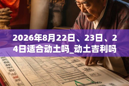 2026年8月22日、23日、24日适合动土吗_动土吉利吗