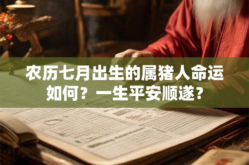农历七月出生的属猪人命运如何？一生平安顺遂？