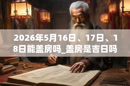 2026年5月16日、17日、18日能盖房吗_盖房是吉日吗