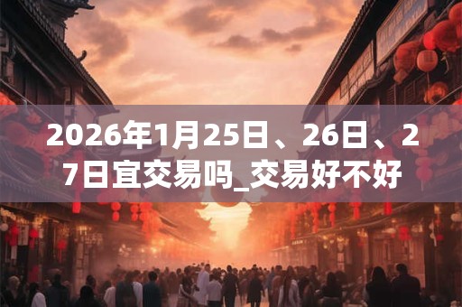 2026年1月25日、26日、27日宜交易吗_交易好不好