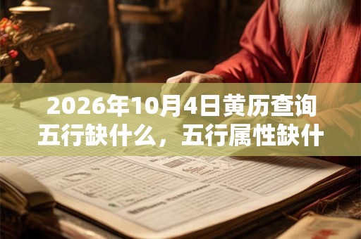 2026年10月4日黄历查询五行缺什么，五行属性缺什么