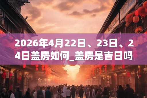 2026年4月22日、23日、24日盖房如何_盖房是吉日吗