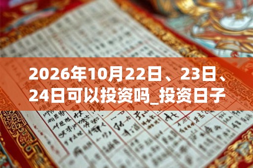 2026年10月22日、23日、24日可以投资吗_投资日子好吗 2026年10月22日、23日、24日可以投资吗_投资日子好吗