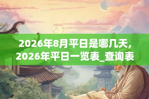 2026年8月平日是哪几天,2026年平日一览表_查询表
