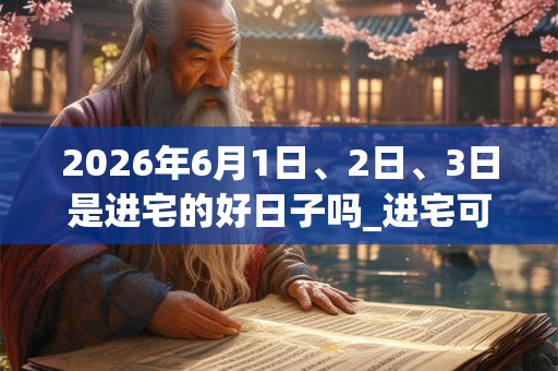 2026年6月1日、2日、3日是进宅的好日子吗_进宅可以吗
