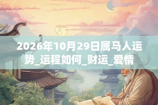 2026年10月29日属马人运势_运程如何_财运_爱情