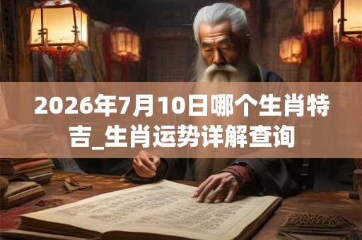 2026年7月10日哪个生肖特吉_生肖运势详解查询