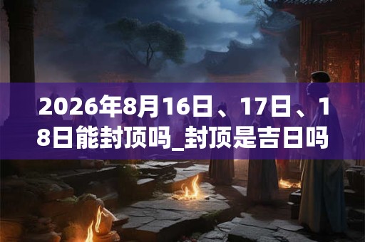 2026年8月16日、17日、18日能封顶吗_封顶是吉日吗