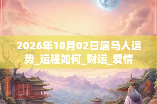 2026年10月02日属马人运势_运程如何_财运_爱情