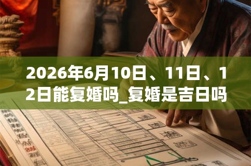 2026年6月10日、11日、12日能复婚吗_复婚是吉日吗