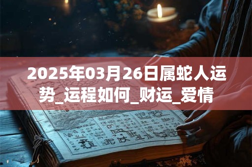 2025年03月26日属蛇人运势_运程如何_财运_爱情