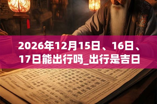2026年12月15日、16日、17日能出行吗_出行是吉日吗