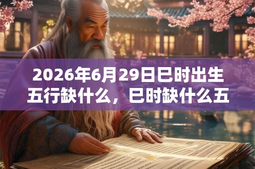 2026年6月29日巳时出生五行缺什么，巳时缺什么五行