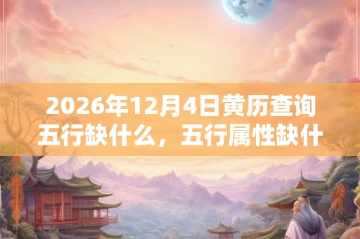 2026年12月4日黄历查询五行缺什么，五行属性缺什么