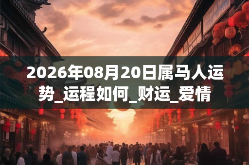 2026年08月20日属马人运势_运程如何_财运_爱情