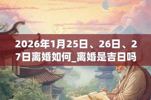 2026年1月25日、26日、27日离婚如何_离婚是吉日吗