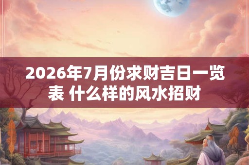2026年7月份求财吉日一览表 什么样的风水招财