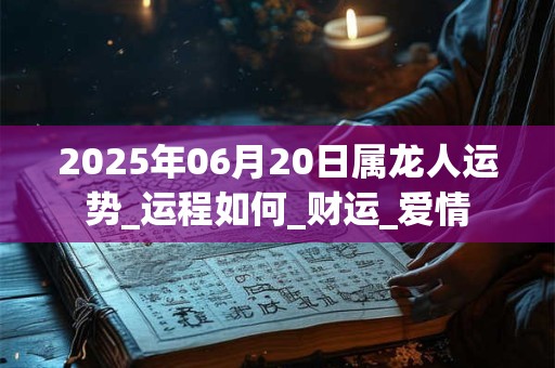 2025年06月20日属龙人运势_运程如何_财运_爱情