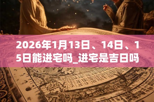 2026年1月13日、14日、15日能进宅吗_进宅是吉日吗