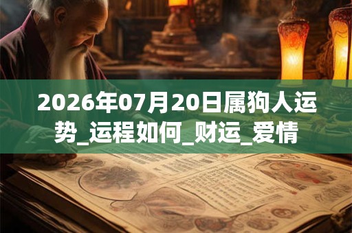 2026年07月20日属狗人运势_运程如何_财运_爱情