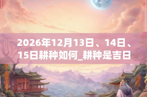 2026年12月13日、14日、15日耕种如何_耕种是吉日吗
