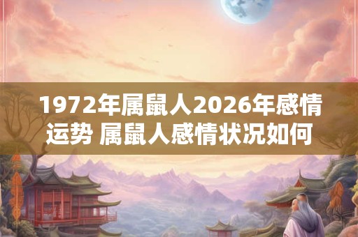 1972年属鼠人2026年感情运势 属鼠人感情状况如何