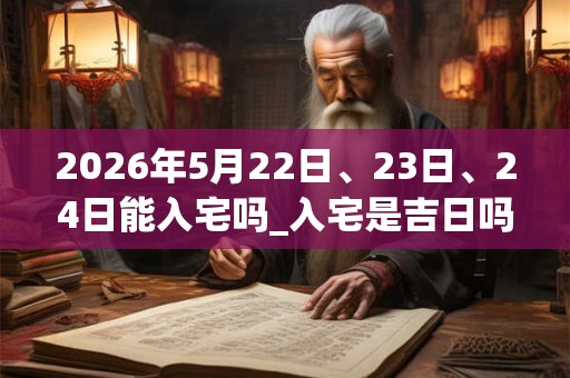 2026年5月22日、23日、24日能入宅吗_入宅是吉日吗