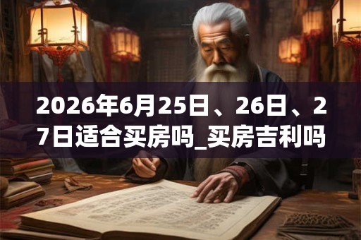 2026年6月25日、26日、27日适合买房吗_买房吉利吗