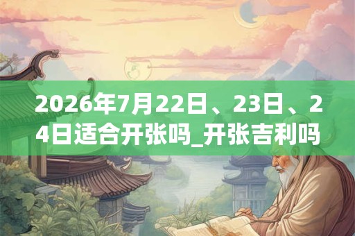 2026年7月22日、23日、24日适合开张吗_开张吉利吗