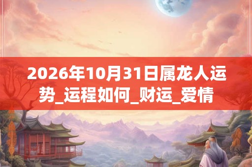 2026年10月31日属龙人运势_运程如何_财运_爱情