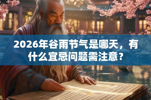 2026年谷雨节气是哪天，有什么宜忌问题需注意？