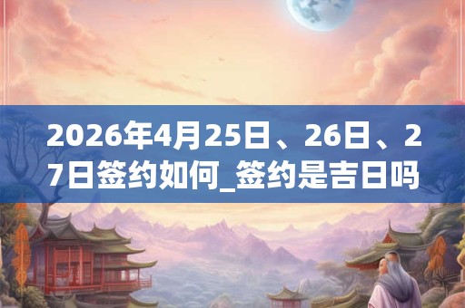2026年4月25日、26日、27日签约如何_签约是吉日吗