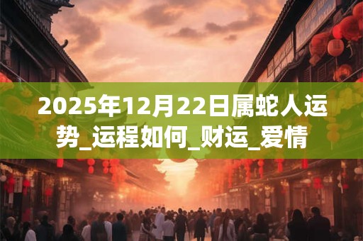 2025年12月22日属蛇人运势_运程如何_财运_爱情