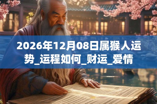 2026年12月08日属猴人运势_运程如何_财运_爱情 2026年12月08日属猴人运势_运程如何_财运_爱情