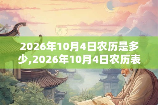 2026年10月4日农历是多少,2026年10月4日农历表