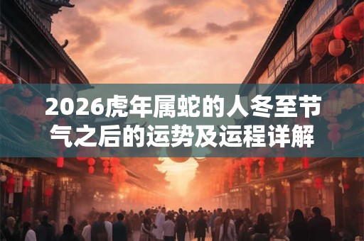 2026虎年属蛇的人冬至节气之后的运势及运程详解