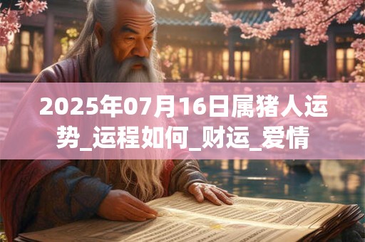 2025年07月16日属猪人运势_运程如何_财运_爱情