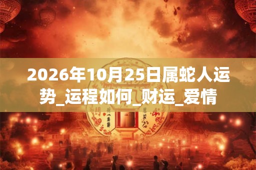 2026年10月25日属蛇人运势_运程如何_财运_爱情