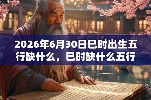 2026年6月30日巳时出生五行缺什么，巳时缺什么五行